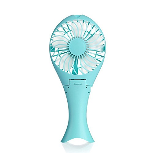 GaGa MILANO Portable Mermaid Fan Handheld and desk Fans with Umbrella Hanging Metal Clip for Home Office cooling and Travel (Blue)
