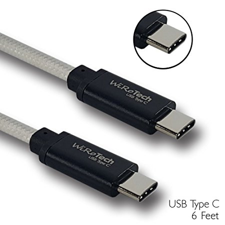 USB C Cable, WiRoTech Black & White USB-C to USB-C Fast Charging Cable (6 Feet, Black & White)