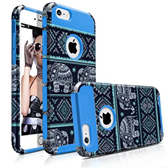 iPhone 6S Case, MagicMobile Dual Layer [Heavy Duty] Armor Ultra Protective Case For Apple iPhone 6S [Chevron - Cute Elephant] Custom Print Shock Impact Resistant Cover / Navy - Blue