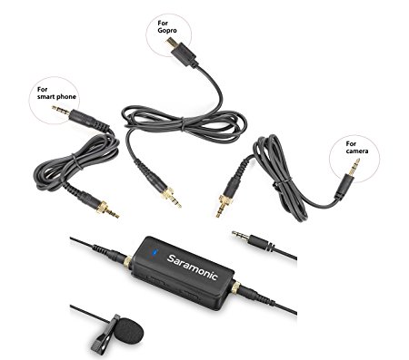 Saramonic "LavMic" Premium Lavalier Microphone with 2-Channel Audio Mixer and Outputs for iPhone/Android Smartphones, GoPro, DSLR Cameras, Camcorders & Portable Recorders