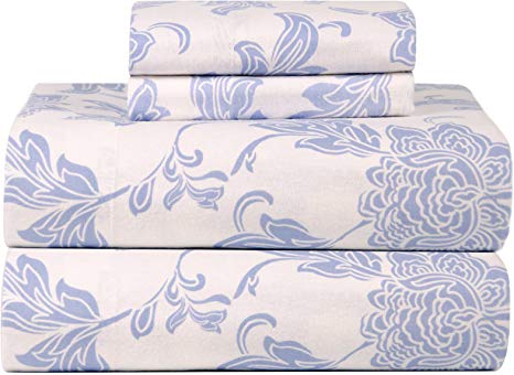 Celeste Home Ultra Soft Flannel Sheet Set with Pillowcase, California King, Corsage