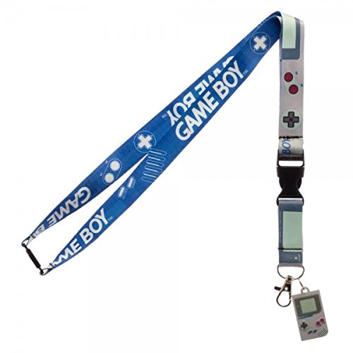 Nintendo Game Boy Reversible Breakaway Keychain Lanyard with ID Holder, Rubber Charm and Collectible Sticker