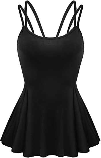 Zeagoo Women Sleeveless Adjustable Strappy Peplum Cami Tank Top