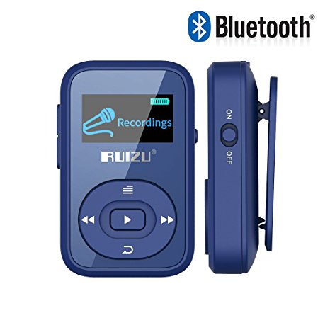 Eleston 8GB Portable Sport Clip Bluetooth MP3 Player with Lossless Sound and Expandable Micro SD Card up to 64GB for Jogging Running (Blue)