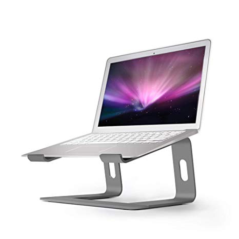 Aluminum Laptop Stand for Desk Compatible with Mac MacBook Pro/Air Apple 12" 13" Notebook, Portable Holder Ergonomic Elevator Metal Riser for 10 to 15.6 inch PC Desktop Computer, Soundance LS1 Gray
