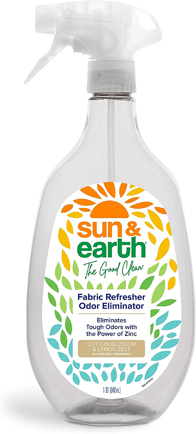 Fabric Refresher Odor Eliminator with Zinc by Sun & Earth, Cotton Blossom & Lemon Zest All-Natural Fragrance, 32 oz. (Pack of 1)