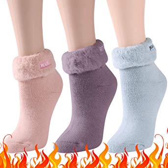 Warm Thermal Socks, Three street Womens Warm Winter Extra Thick Lining Heat Insulated Socks For Cold Weather