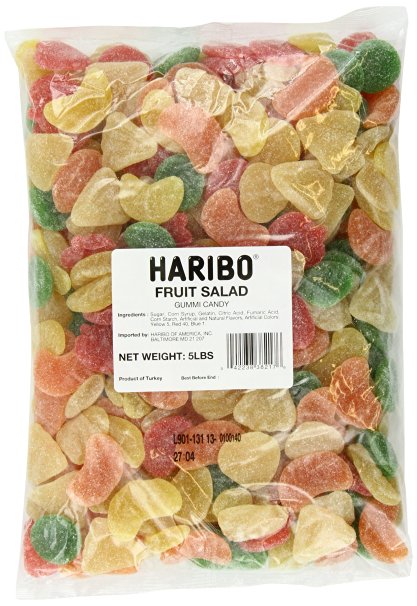 Haribo Gummi Candy, Fruit Salad, 5-Pound Bag