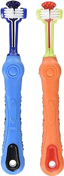 EZDOG 3-Sided Toothbrush For Brushing Dog's Teeth, Assorted Colors | Best Dental Care For Dogs For Fresh Breath | Small Breed Dog Toothbrushes, 2 Pack