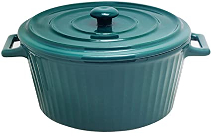 Jomop Casserole Dish with Lid 1.1 Quart Ceramic Casserole Pan for Bakeware Oven Colorful (1, Dark Green)