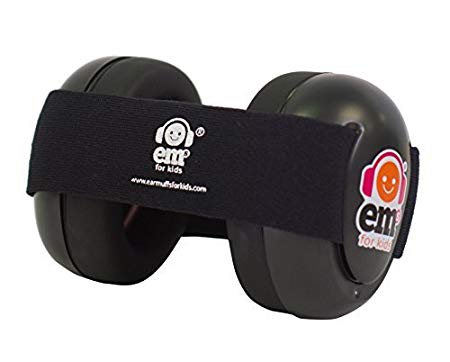 Ems for Kids Baby Ear Defenders - Black with Black. The Original Baby Earmuffs, Now Made in The USA! Great for Concerts, Music Festivals, Planes, NASCAR, Motor Racing, Power Tools and More!
