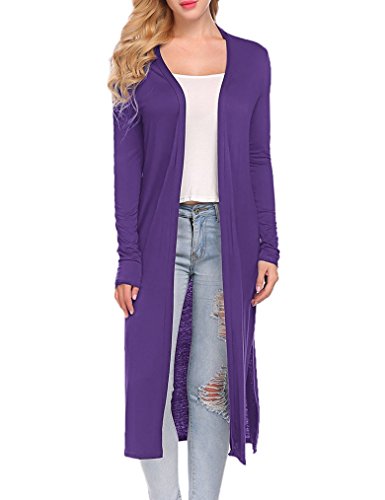 Locryz Womens Long Sleeve Open Front Long Duster Soft Cardigan With Pockets