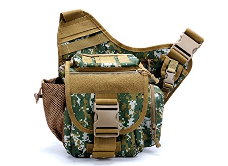 Multi-functional Nylon Tactical Military Single Shoulder Bag Molle Messenger Bag SLR Camera Bag Crossbody Pack Lightweight Durable (1000D)