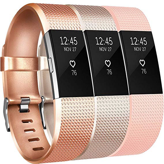 for Fitbit Charge 2 Bands (3 Pack), Vancle Replacement Wristbands Soft Comfortable Accessory Strap for Fitbit Charge 2 Band/Fitbit Charge 2 Small Large, No Tracker