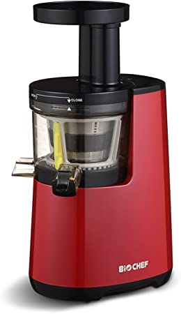 BioChef Atlas Slow Juicer/Cold Press Juicer BCAT - Includes Ceramic Knife Set, Chopping Board, Recipe Book, Cleaning Brush and DVD (Red)
