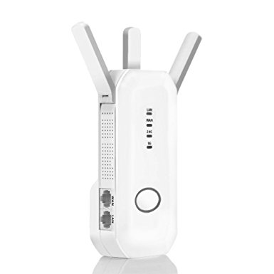 URANT AC750 Wi-Fi Range Extender Dual Band Router Extender, Two Ethernet Port, Three antennas, Three working modes( Repeater/AP/Router), WPS button-(5GHz 433M/2.4GHz 300M )