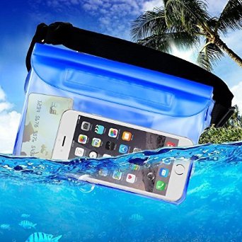 Waterproof Case, Waterproof Pouch, iThrough Ultra Universal Waterproof Pouch with Waist Strap for Beach/Fishing/Hiking, Perfect Protection for Phone, Camera, Cash, Documents From Water, Sand, Dust and Dirt