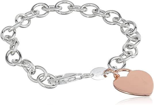 Sterling Silver Heart Tag Bracelet, 7.5"