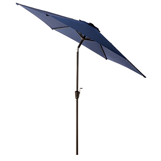 Grand patio 9 Feet Patio Umbrella, Outdoor Market Umbrella with Push Button Tilt and Crank, 6 Ribs, Blue