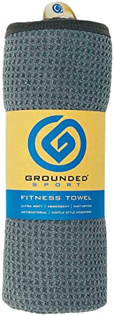 Grounded Sport Premium Fitness Towel 40" x 16.5" Waffle Style Microfiber Gym Towels for Men & Women Ultra Soft for Workout, Sweat, Sport, Yoga, Travel or Gifts (Gray)