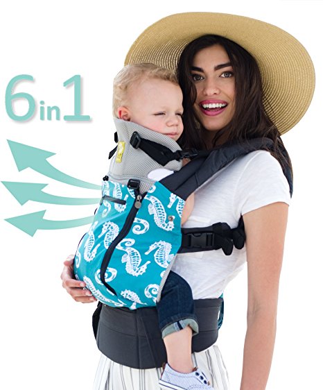 SIX-Position, 360° Ergonomic Baby & Child Carrier by LILLEbaby - The COMPLETE All Seasons (Charcoal w/Seahorse)