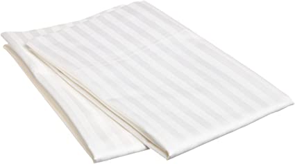 100% Egyptian Cotton 650 Thread Count Standard 2-Piece Pillowcase Set, Single Ply, Stripe, White