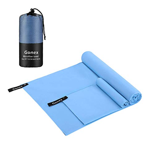 Gonex Microfiber Travel Towel Set, Cooling Fast Quick Dry Sweat Towel for Body, Men's Women's Compact Super Absorbent Towel for Beach Camping Gym Sports Swimming Yoga, Pack of 2