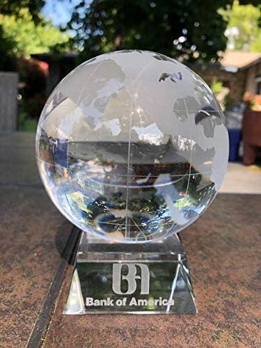 Personalized Crystal Globe trophy (4" Diameter) on Crystal Stand with Gift box free engraving,Crystal Glass Award for Graduation, Recognition, Achievement, Appreciation,