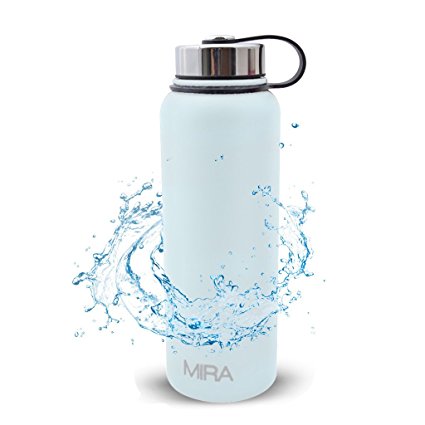 40 Oz (1200 ml) Vacuum Insulated Powder Coated Water Bottle | Double Walled Stainless Steel Travel Bottle Keeps Your Drink Hot & Cold | by MIRA
