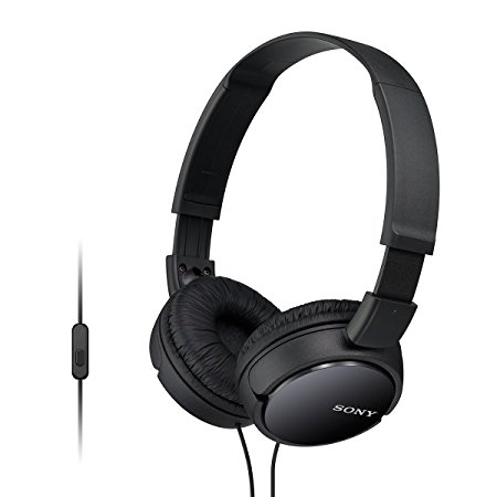Sony MDR-ZX110AP On-Ear Stereo Headphones with Mic (Black)