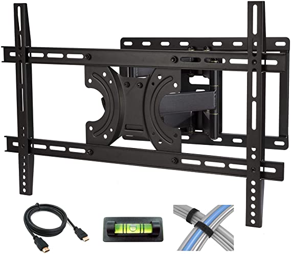 Atlantic Full Motion TV Wall Mount - Dual Articulating Arm, Full Motion Design with 5 Degree up and 15 Degree Down tilt, 45 Degree L/R Swivel, for Flat Screen TVs 42-70 inch, Plus 6 Foot, PN63607151