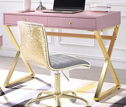 ACME Coleen Desk - - Pink & Gold