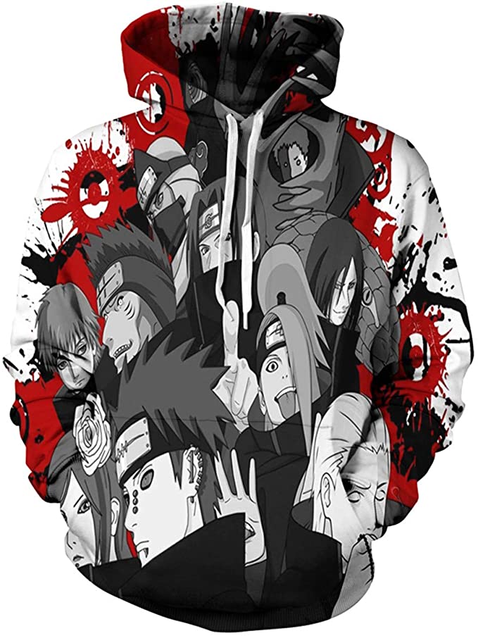 CHENMA Men Naruto 3D Print Pullover Hoodie Sweatshirt with Front Pocket