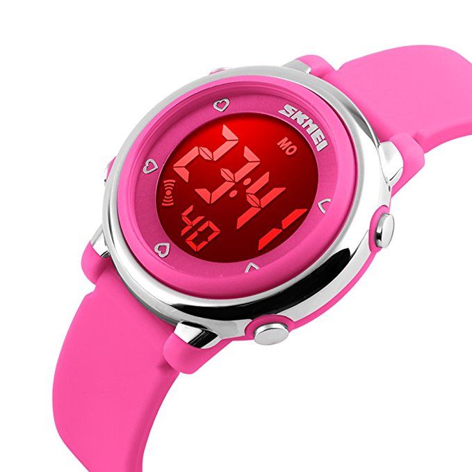 USWAT Children Digital Watch Outdoor Sports Watches Boy Kids Girls LED Alarm Stopwatch Wrist watch Children's Dress Wristwatches Pink