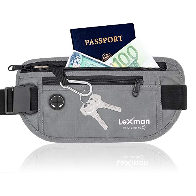 RFID Travel Money Belt for Women & Men - Hidden Pouch with Buckle for Security & Organizing – Exclusive by LEXMAN