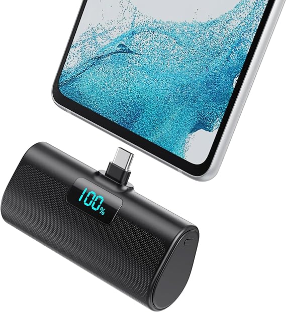 Small Portable Charger 5200mAh,Upgraded PD USB C Power Bank Built-in USB-C Connector,LCD Display Battery Pack,Compatible with iPhone 15/15 Plus/15 Pro/15 Pro Max/iPad Pro/Samsung Android Phone etc