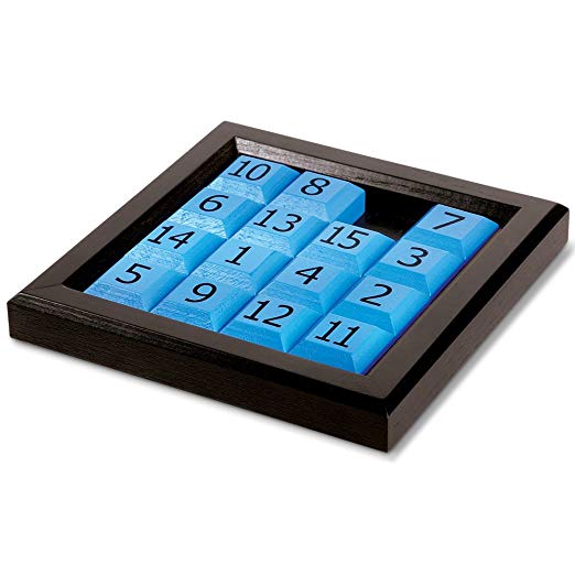 James 15 Number Sliding Wooden Puzzle Classic Wood Brain Teaser IQ Game