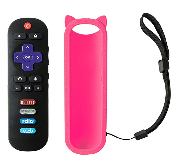 RC280 Remote Control Fit for TCL Roku TV Remote 32S3750 40FS3750 55UP120 40FS4610R 65US5800 32S3800 28S3750 32S3700 55UP130 50UP130 43UP130 32S3850A 32S3850B 32S3850P 32s301 55US5800 (Pink case)
