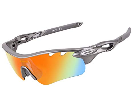 AOKNES Polarized Cycling Sunglasses for Men Women with 5 Lenses Fishing Glasses