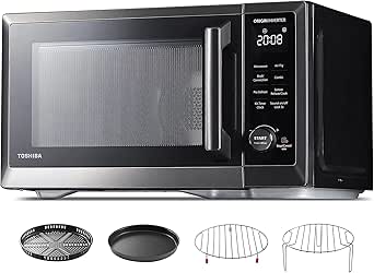 TOSHIBA Countertop Microwave Oven Air Fryer Combo, Inverter, Convection, Broil, Speedy Combi, Even Defrost, Humidity Sensor, Mute Function, 27 Auto Menu&47 Recipes, 1.0 cu.ft/30QT, 1000W (Renewed)