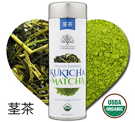 Kukicha Green Tea Stems with Matcha Powder by UEndure | USDA Organic | Japanese Loose Leaf Twig Tea | Gourmet Matcha Green Tea | Best Natural Detox Health Benefits | 71g (35 Servings)
