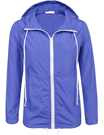 SoTeer Women's Waterproof Raincoat Outdoor Hooded Rain Jacket Windbreaker (15 Colors S-XXL)