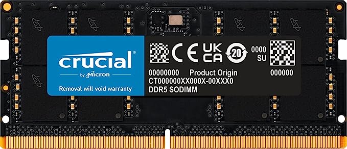 Crucial RAM 8GB DDR5 5600MT/s (or 5200MT/s or 4800MT/s) Laptop Memory CT8G56C46S5