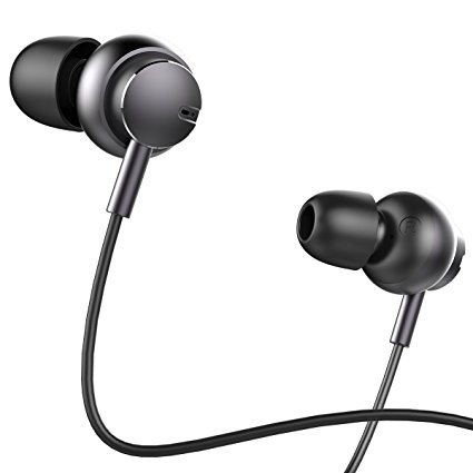 In Ear Headphones Earphones Sports Earbuds with Mic and Volume Control Noise Cancelling Stereo Bass Wired for iPhones Samsung HTC Xiaomi Android Smartphones ROCK Mubow Earphones (Grey)