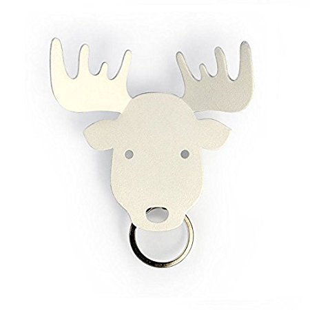 Moose Magnetic Keyring Holder by Qualy Design Studio. White Color Metal Key Hook. Cool Home Decor. Unique Gift.