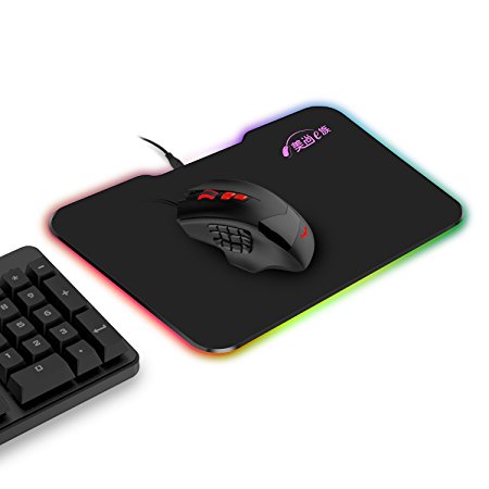 HAVIT MP851 RGB Lighting Hard Gaming Mouse Pad, Adjustable 7 LED Colors, 13.9x 9.5x 0.2 inch (1 Pack)