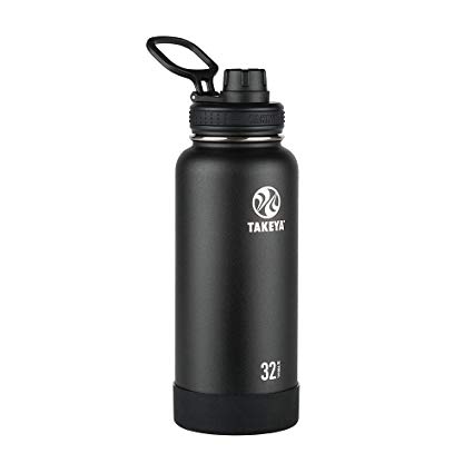 Takeya Actives Insulated Stainless Water Bottle with Insulated Spout Lid, 32oz, Onyx