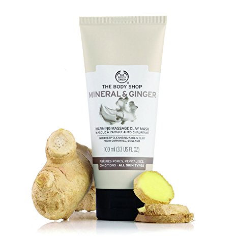 The Body Shop Mineral And Ginger Warming Massage Clay Mask, 100% Vegan Face Mask, 3.3 Fl. Oz.