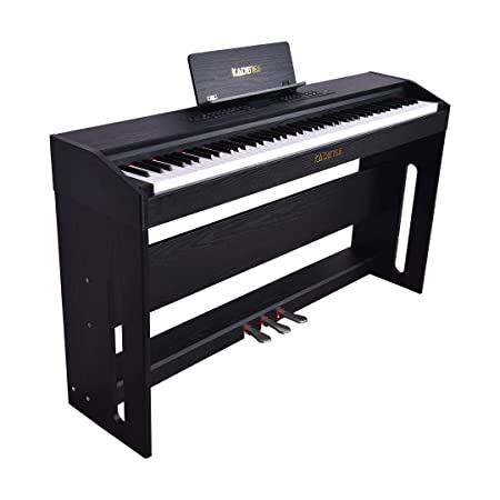 Kadence DP02W Digital Piano Set with 88 Heavy Weighted Keys, Triple Pedals, Indian Musical Electronic Tones, Wooden Music Stand and 2 Headphone Jack/Midi Out/USB Audio Output (Black)