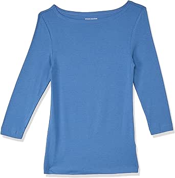 Amazon Essentials Women's Slim-Fit 3/4 Sleeve Solid Boat Neck T-Shirt